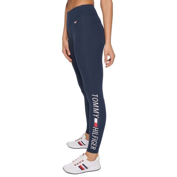 TOMMY HILFIGER SPORT Women's Navy High Rise Logo Leggings NWT - Picture 4 of 8